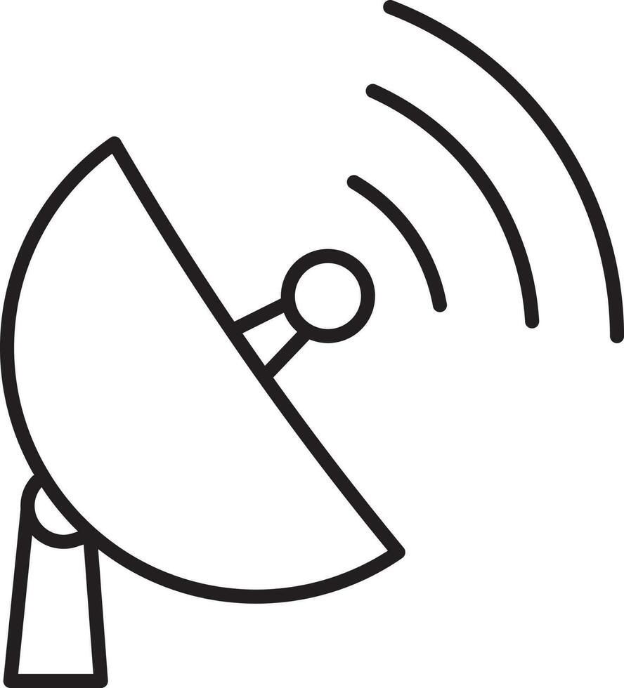 Satellite Dish Icon In Black Line Art. vector
