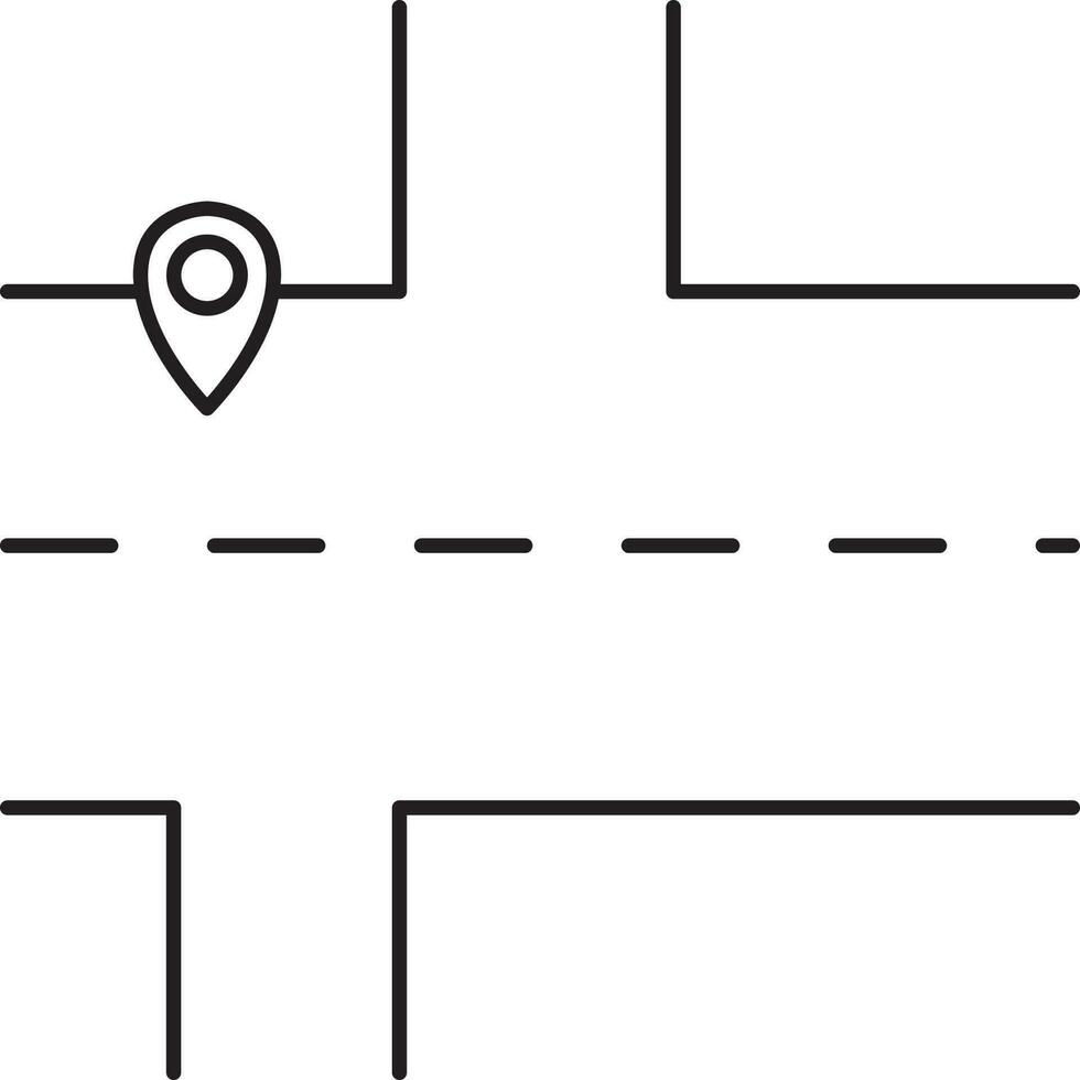 mapa alfiler en la carretera icono en negro línea Arte. vector