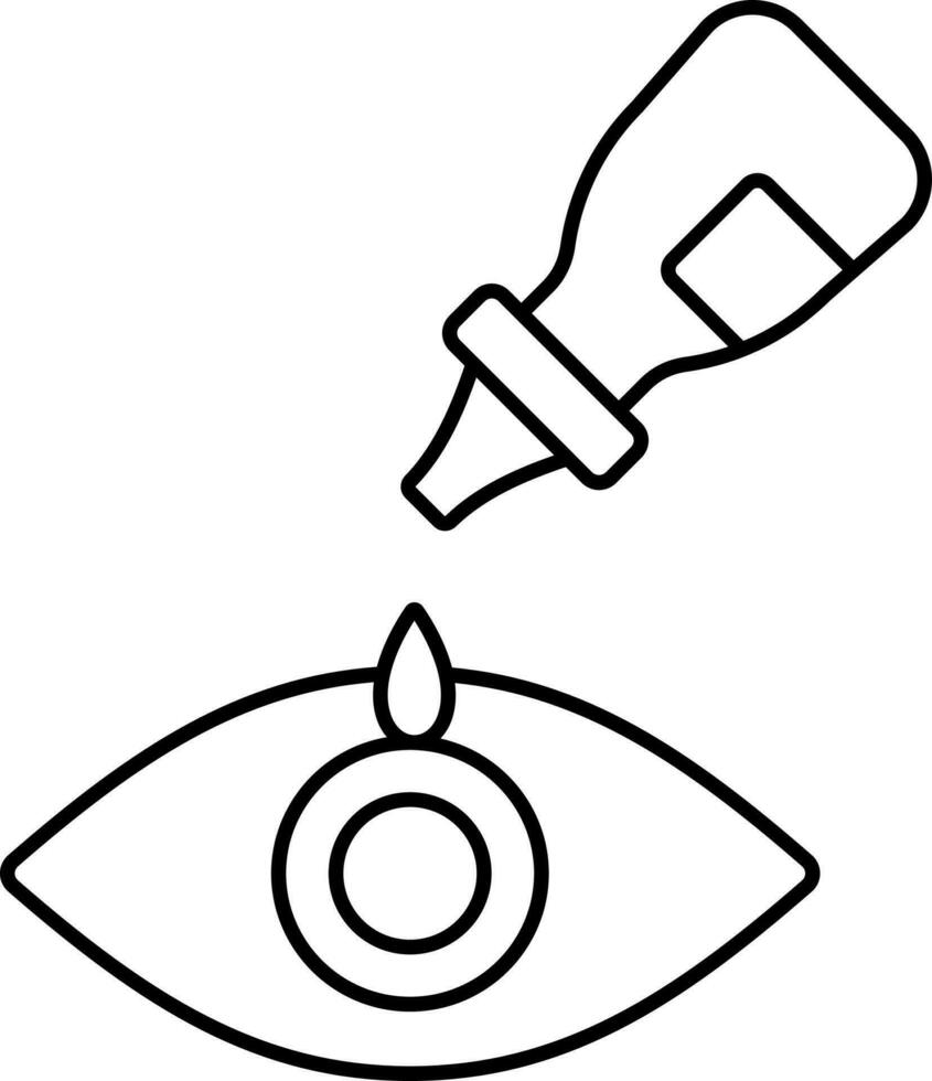 Eye Drop Icon In Black Line Art. vector