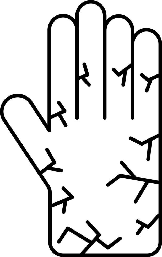 Dry Skin Hand Icon In Black Outline. vector