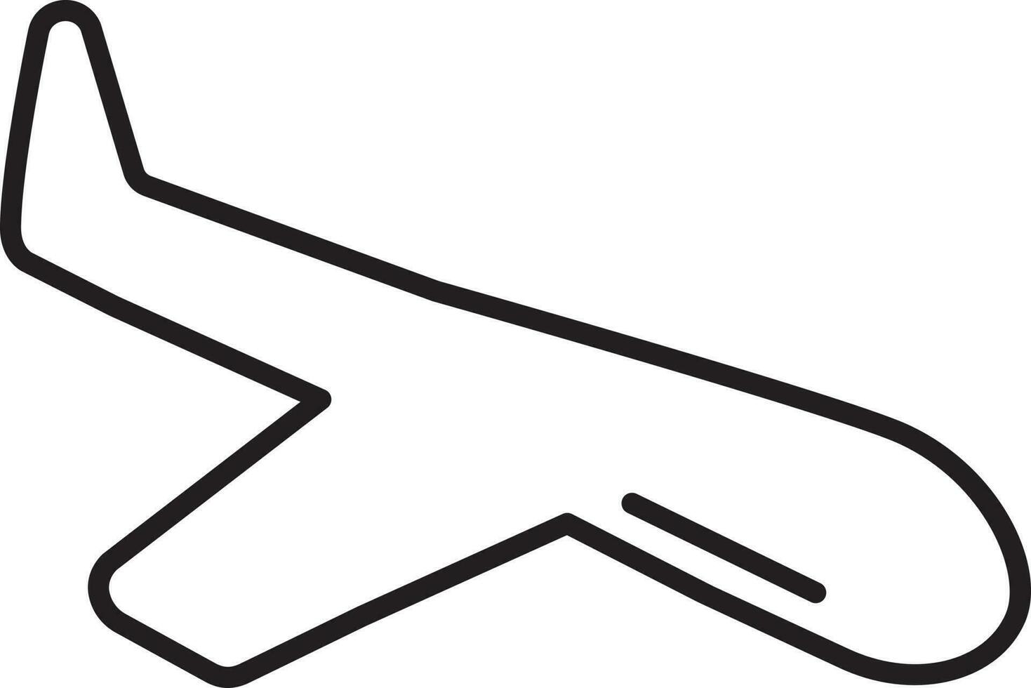 avión aterrizaje icono en negro línea Arte. vector