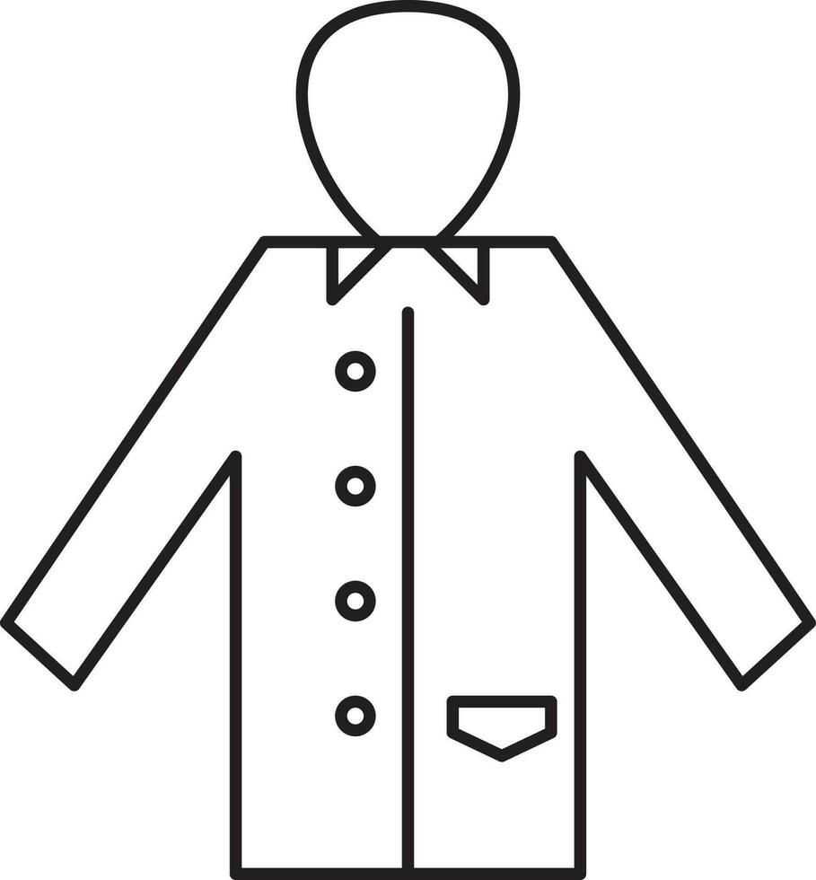 Hoodie Jacket Icon In Black Line Art. vector