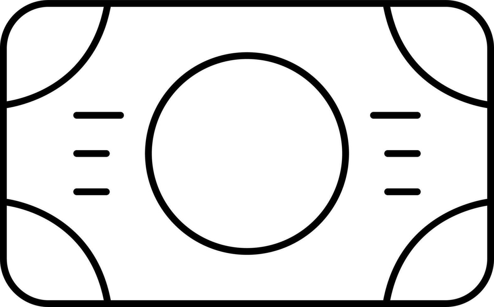 Cash Money Of Banknote Icon In Black Line Art. vector