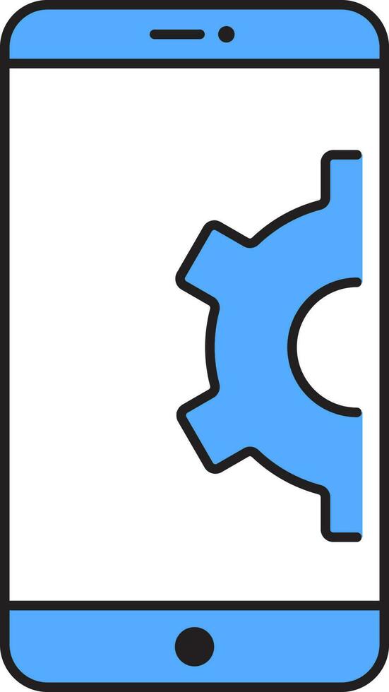 Phone Setting Icon In Blue And White Color. vector