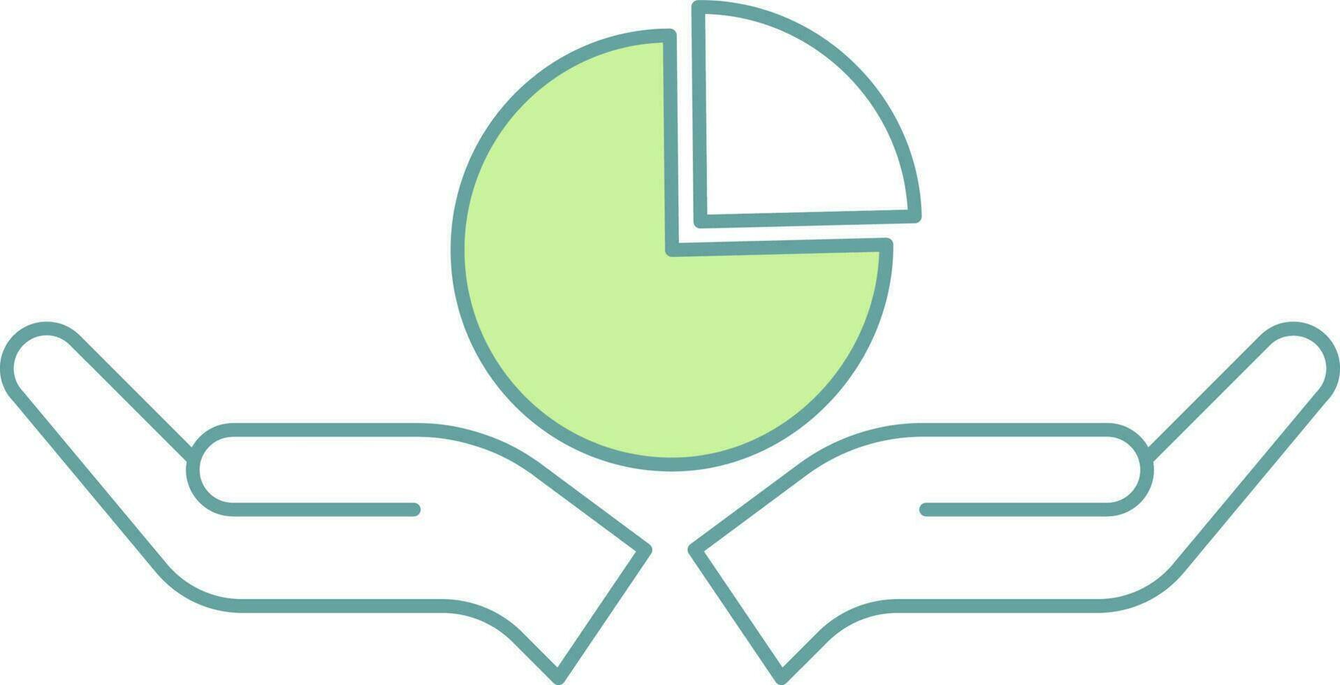 Illustration Of Hands With Pie Chart Icon In Green And White Color. vector