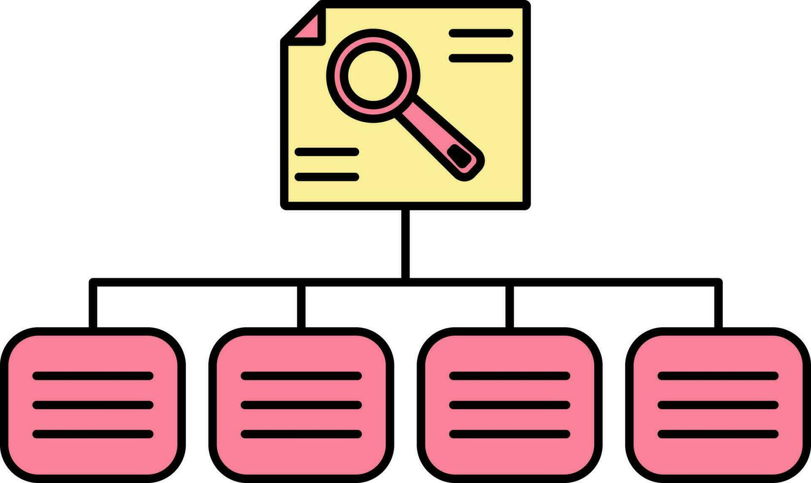 aislado datos clasificación icono en rosado y amarillo color. vector