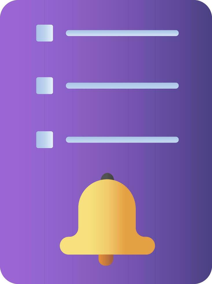 Bell Notification List Icon In Purple And Golden Color. vector