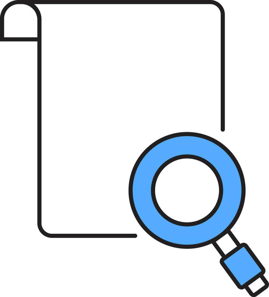 Paper Search Icon In Blue And White Color. vector
