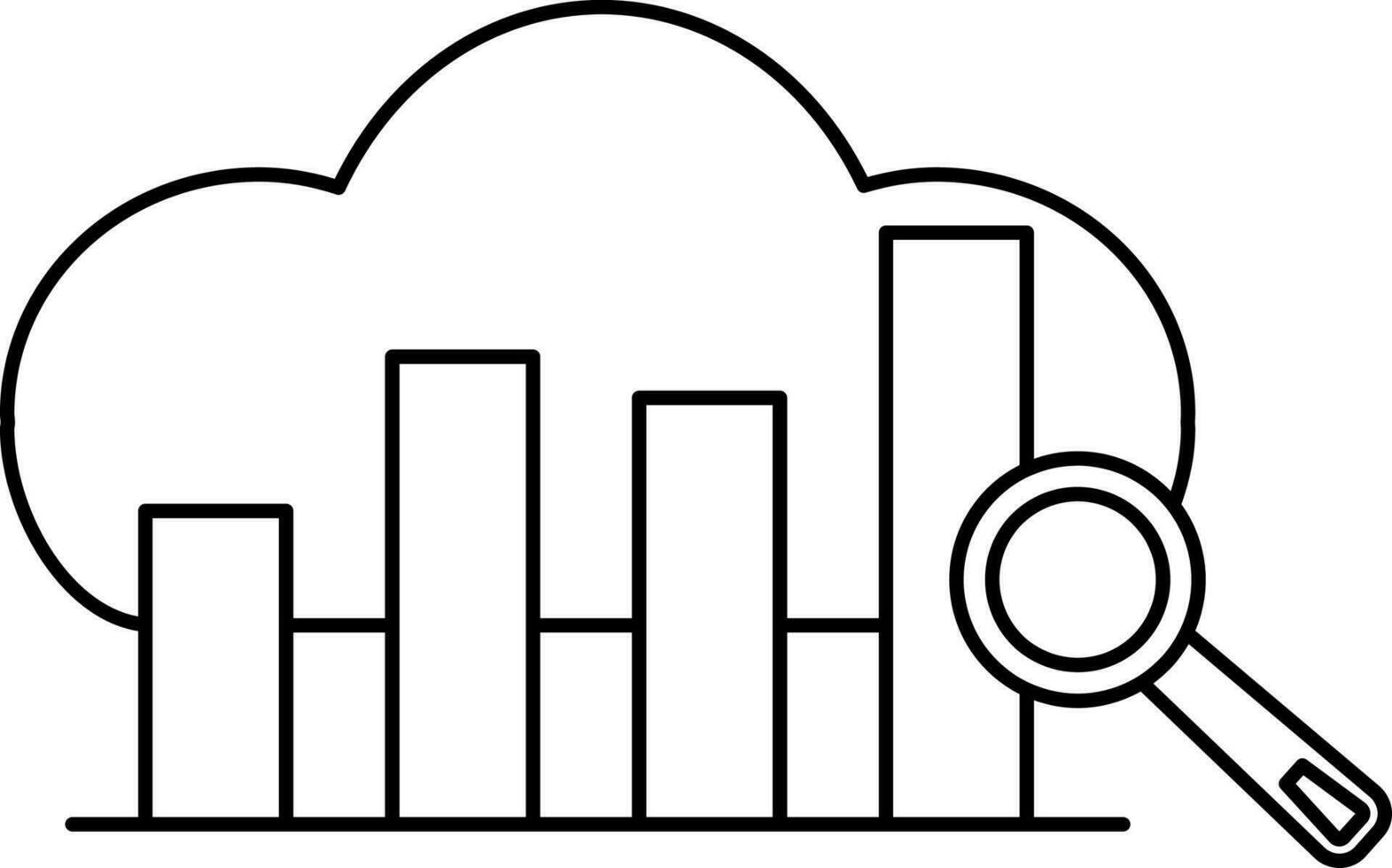Stroke Style Cloud With Searching Bar Graph Icon Or Symbol. vector