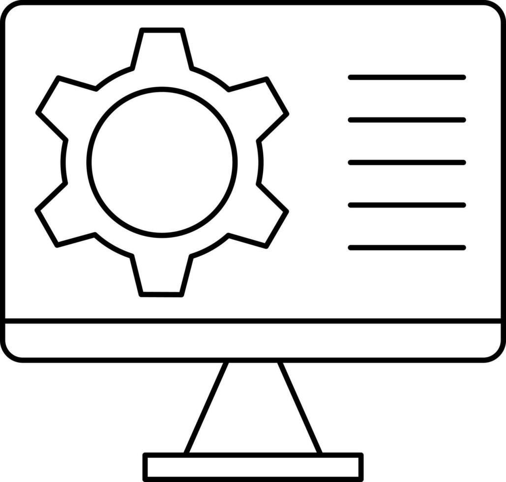Computer Setting Icon Or Symbol In Line Art. vector