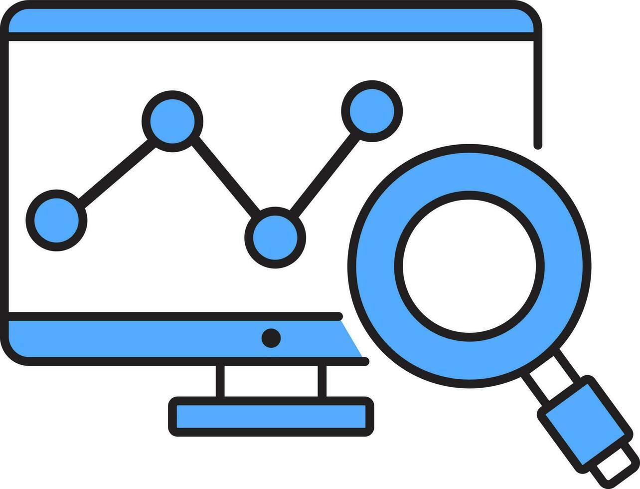 Searching Statistics In Desktop Icon. vector