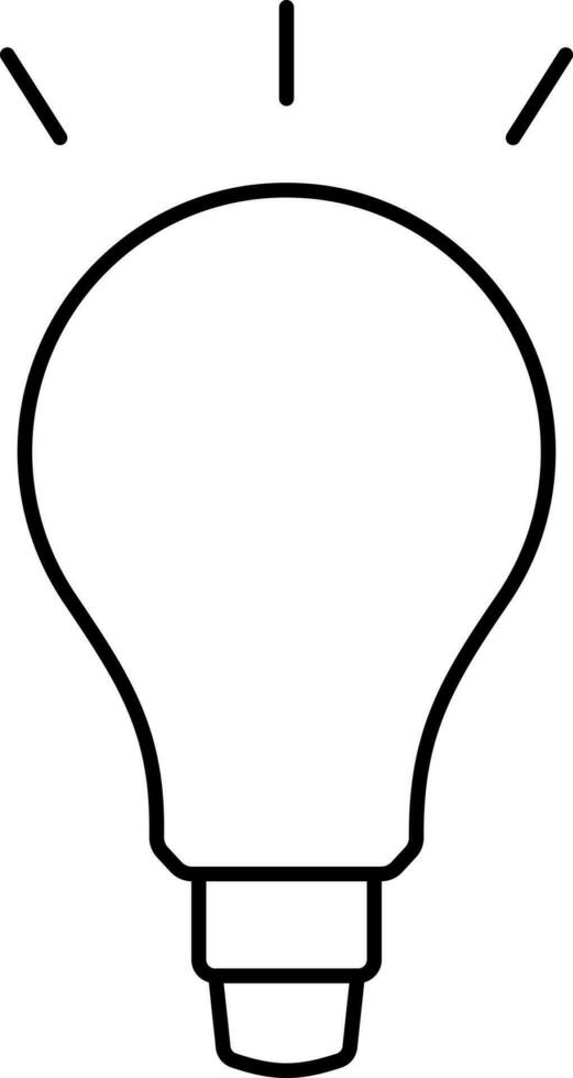 Illuminated Light Bulb Icon In Black Line Art. vector