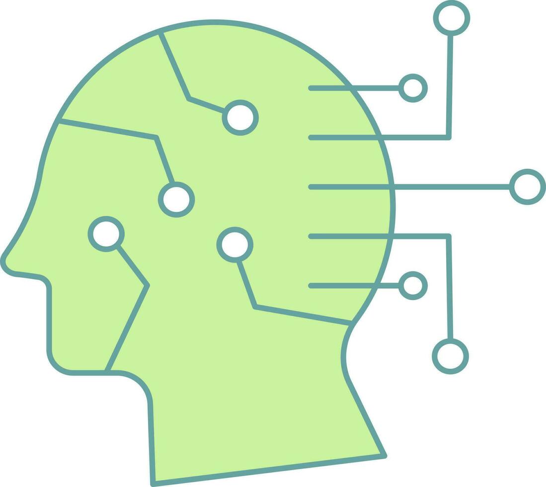 Illustration Of Artificial Intelligence Icon In Green And White Color. vector