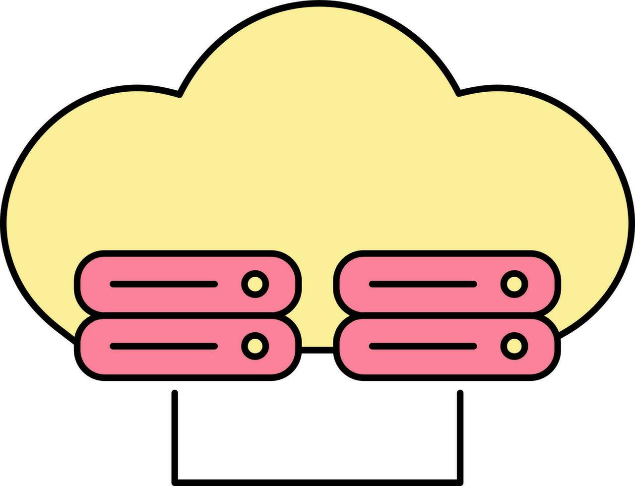 Cloud Server Icon Or Symbol In Pink And Yellow Color. vector