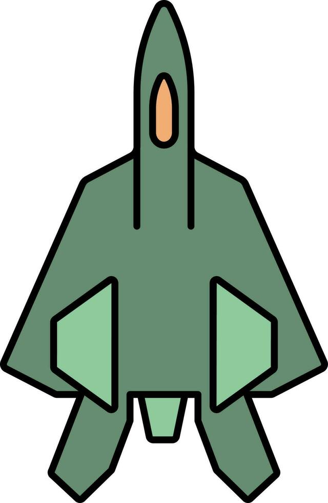 Fighter Plane Icon In Green And Orange Color. vector