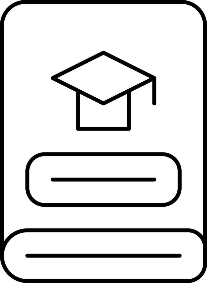 Graduation Book Flat Icon In Black Outline. vector