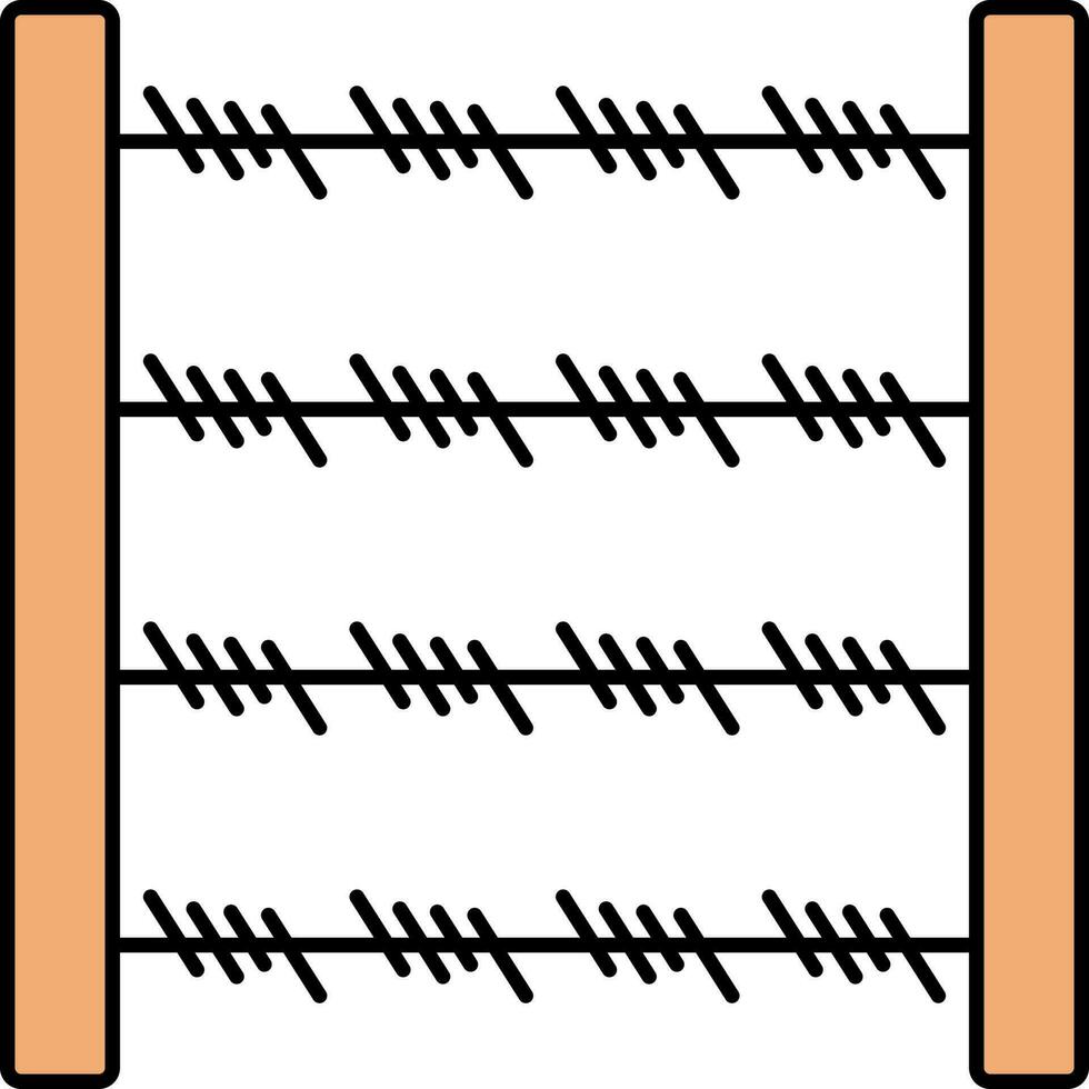 Barbed Wire Icon In Orange And Black Color. vector
