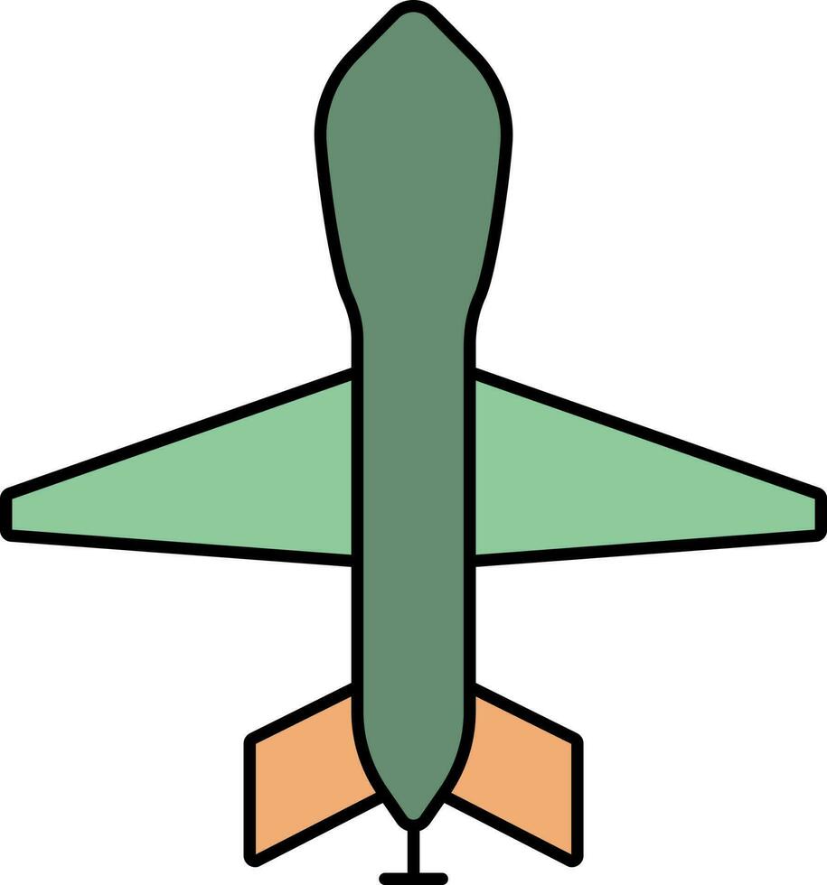 avión icono en verde y naranja color. vector