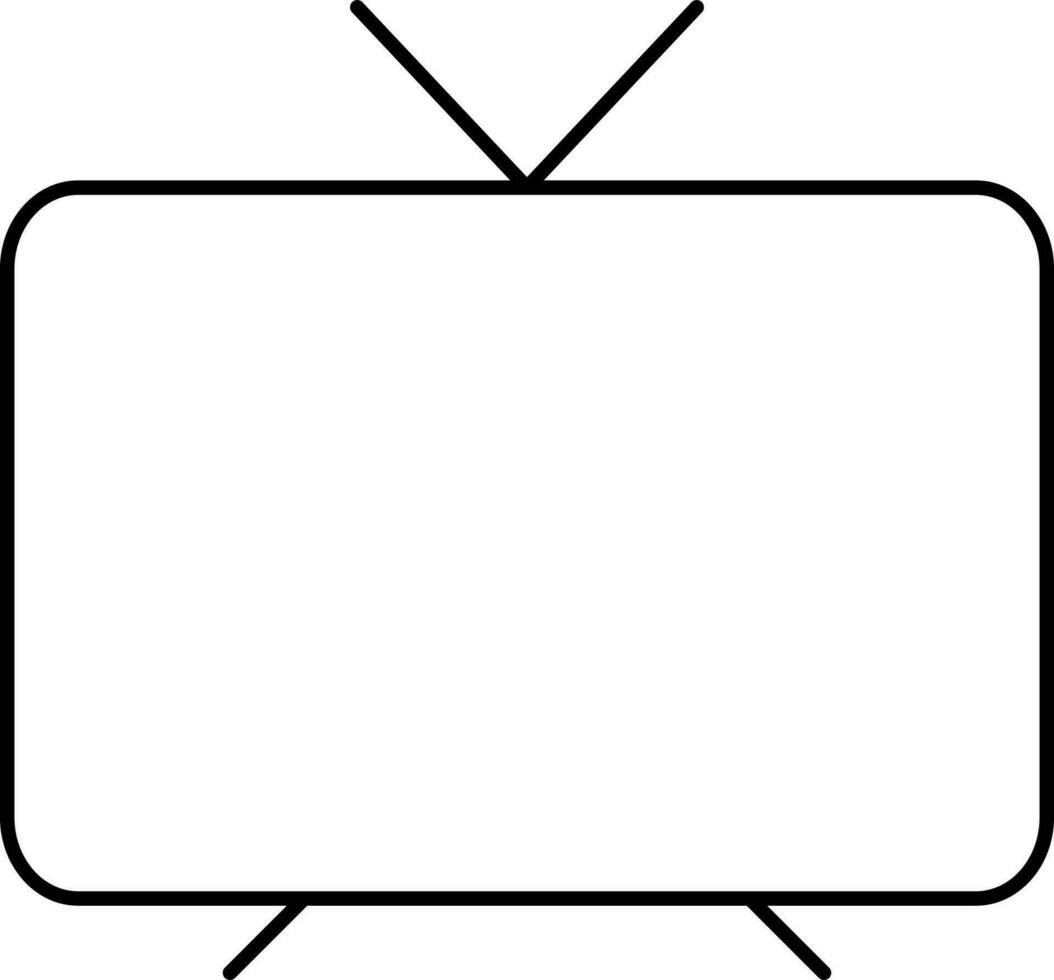 Antenna LED TV Icon In Black Outline. vector
