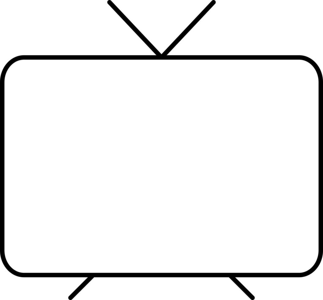 Antenna LED TV Icon In Black Outline. vector