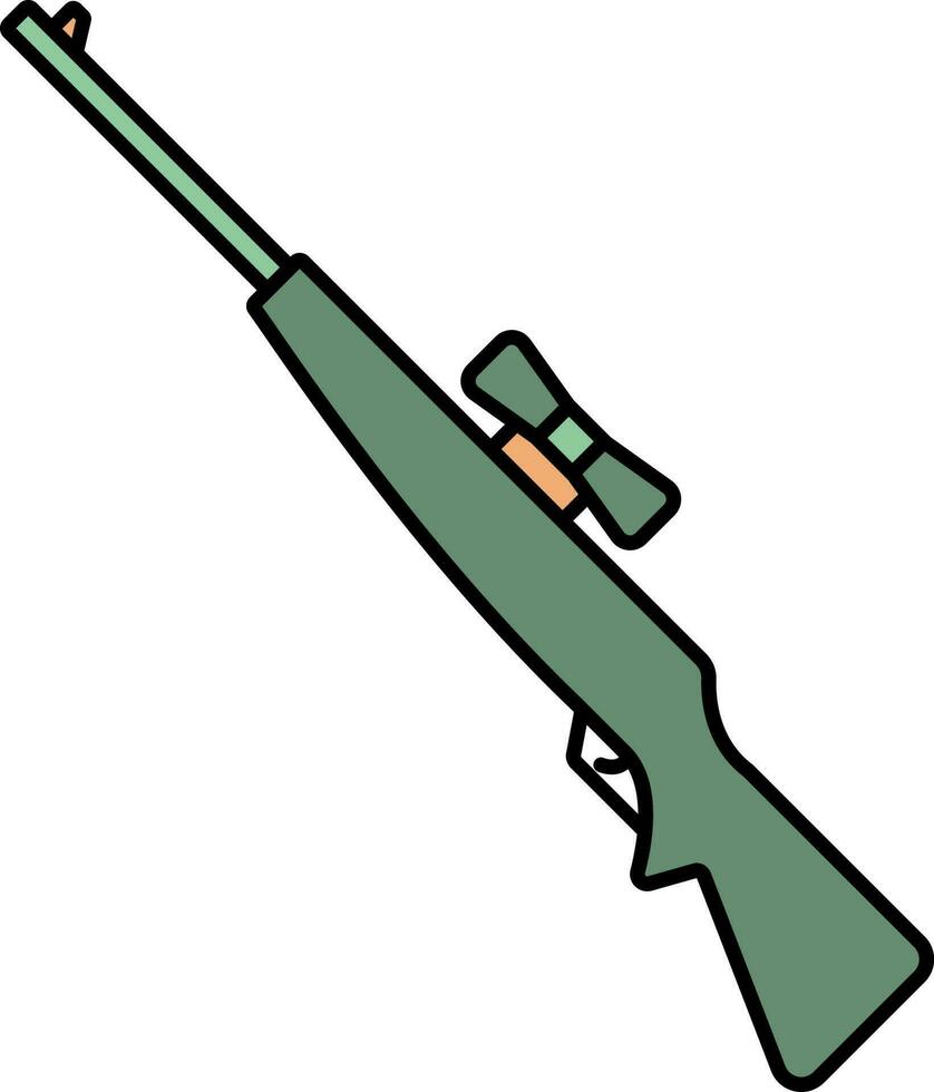 Sniper Rifle Icon In Green And Orange Color. vector