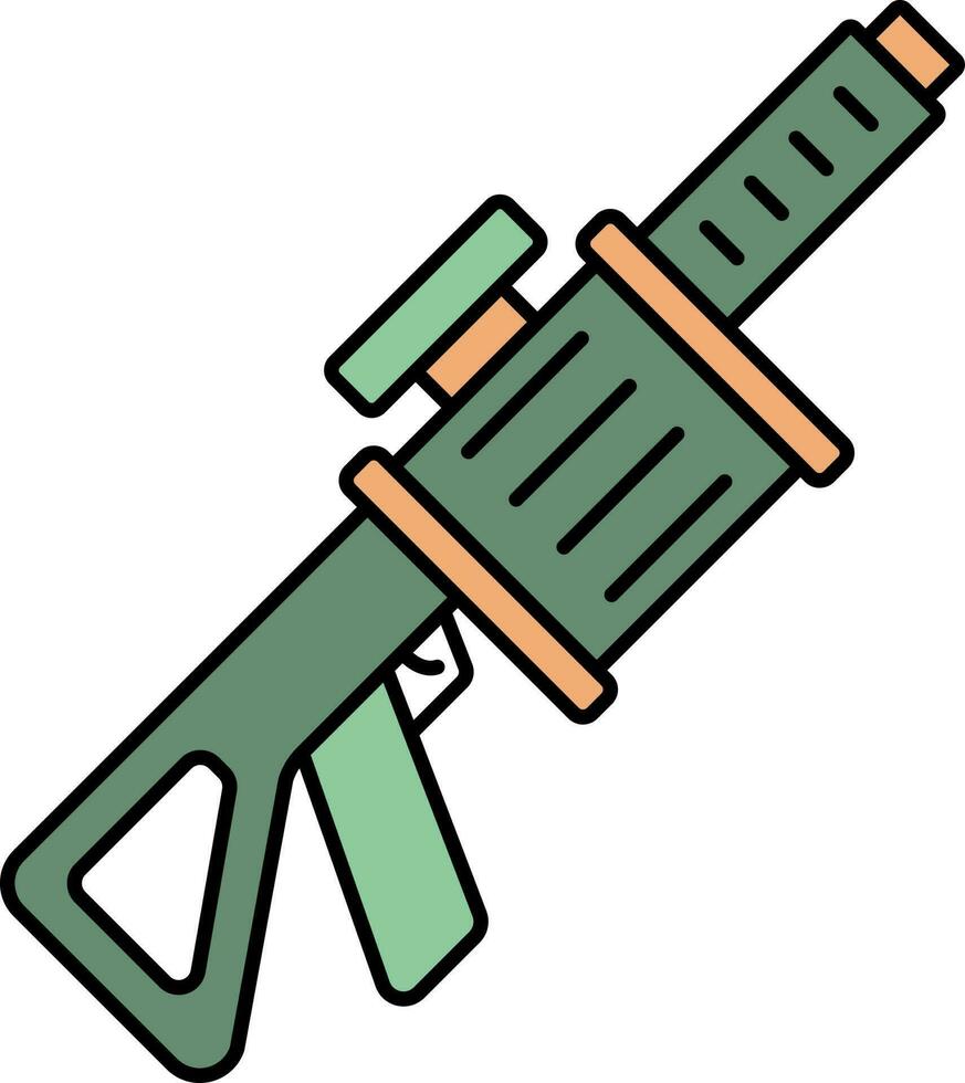 Rifle Icon In Green And Orange Color. vector