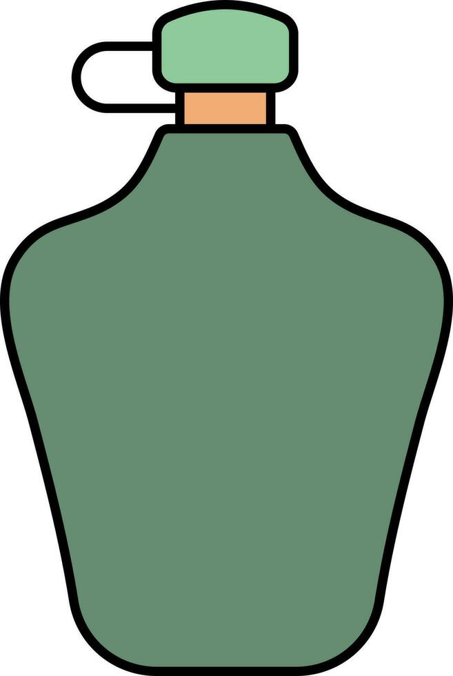 Army Water Canteen Icon In Green And Orange Color. vector