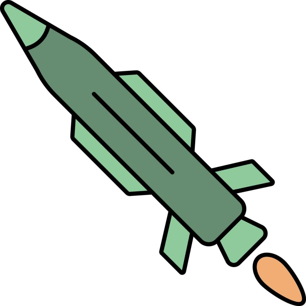 Missile Icon In Green And Orange Color. vector