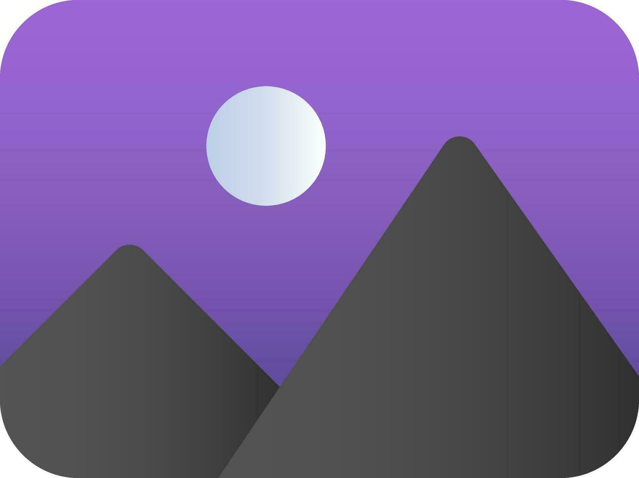 galería o Luna con montaña imagen icono en púrpura y negro color. vector