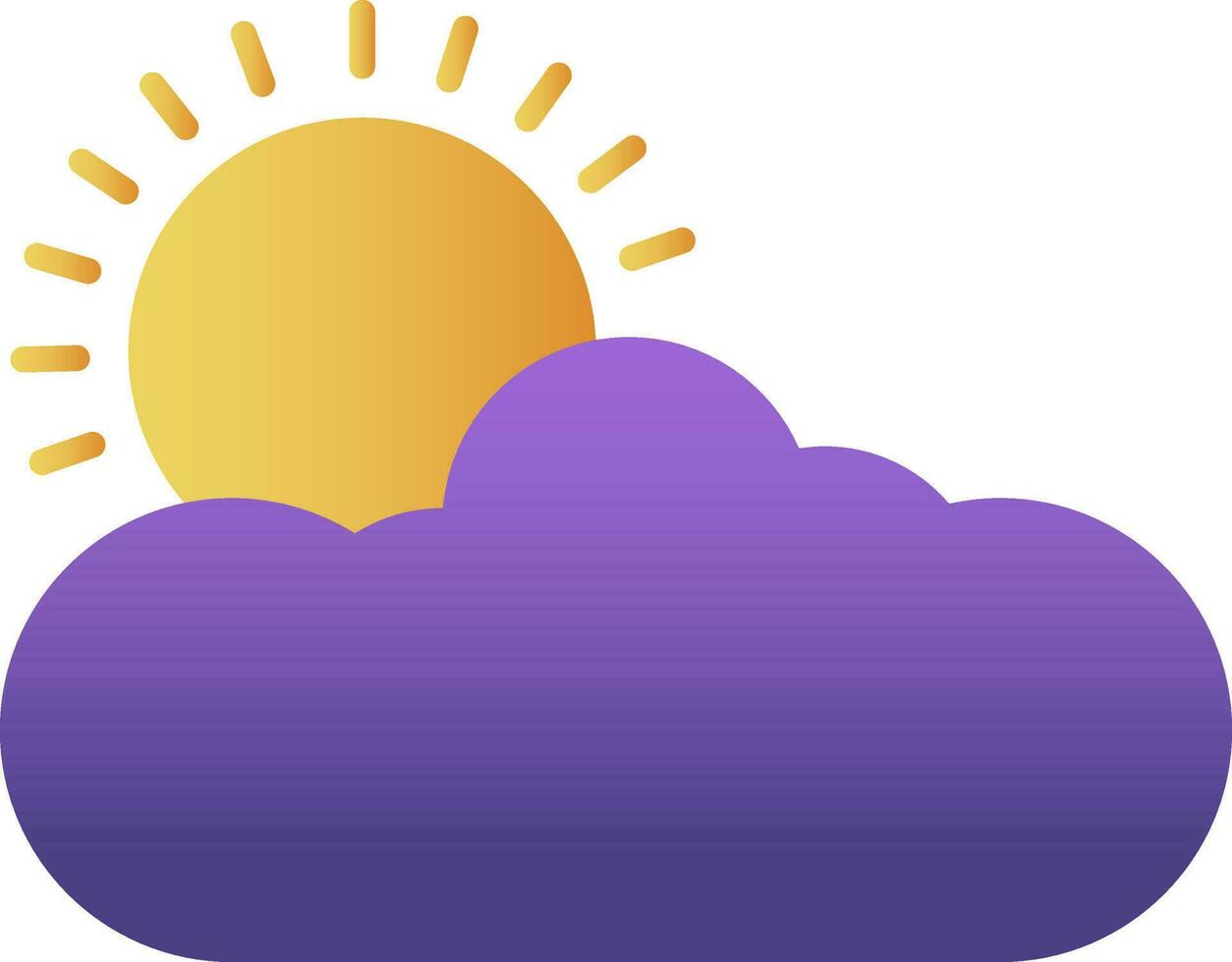 Sun With Cloud Icon In Purple And Yellow Color. vector