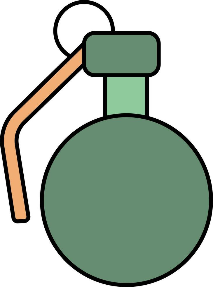 Hand Grenade Or Antipersonnel Bomb Icon In Green And Orange Color. vector