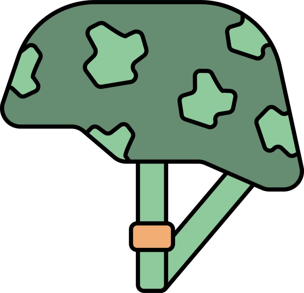Ejército casco icono en verde y naranja color. vector