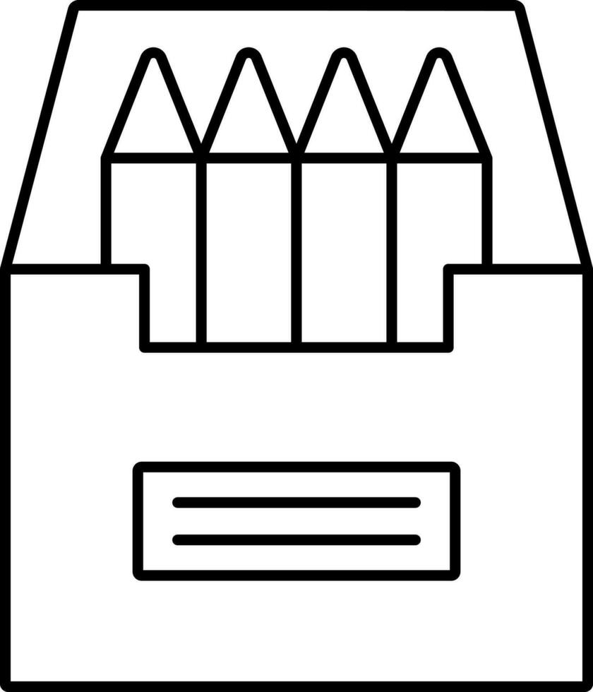 Crayon or Pencil Box Icon In Thin Line Art. vector
