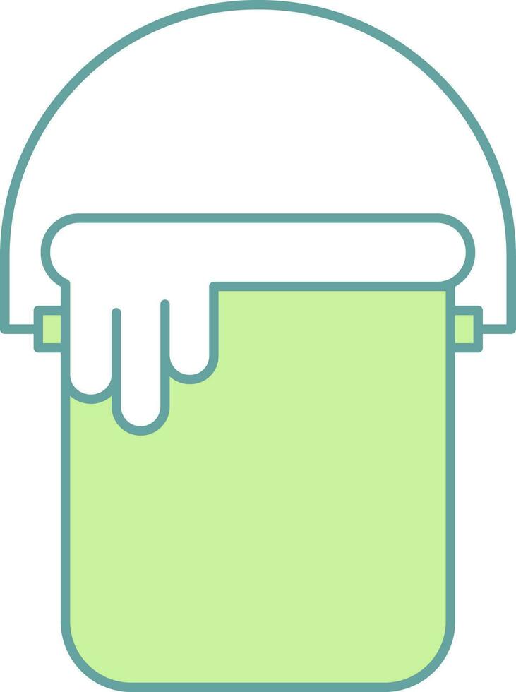 pintar Cubeta icono en verde y blanco color. vector