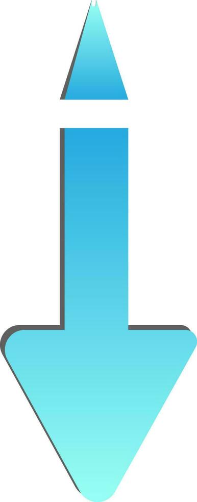 Blue Gradient Paper Cut Style Down Arrow Icon Or Symbol. vector
