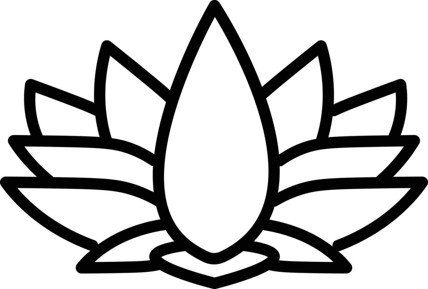 Black Line Art Lotus Flower Icon in Flat Style. vector