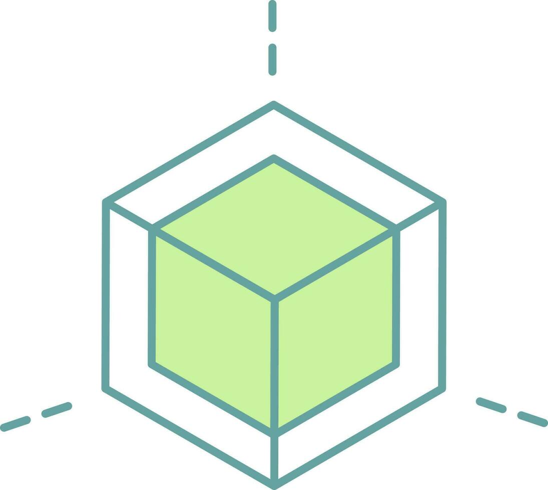 Cube Icon In Green And White Color. vector