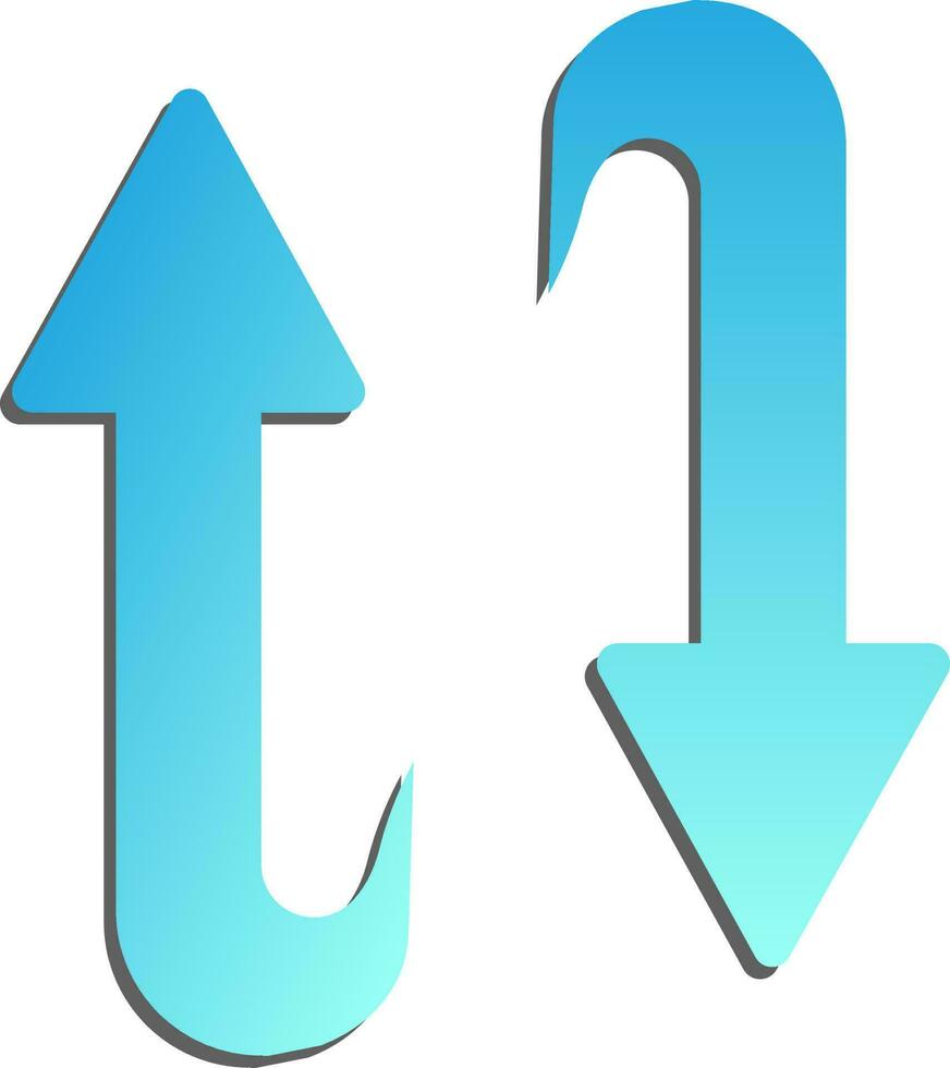 Up And Down Arrow Icon In Blue Gradient Paper Style. vector