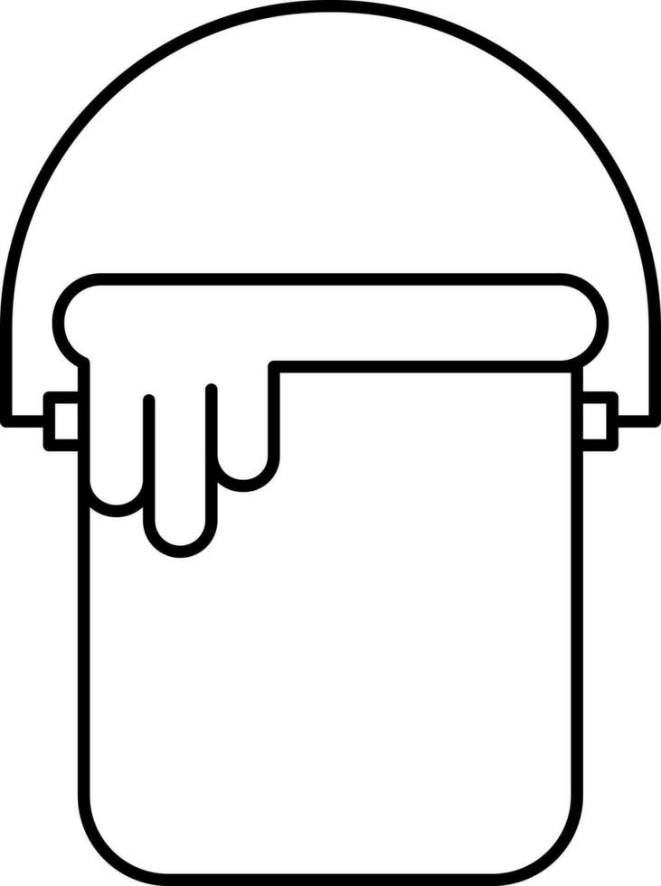 Paint Bucket Icon In Black Outline. vector