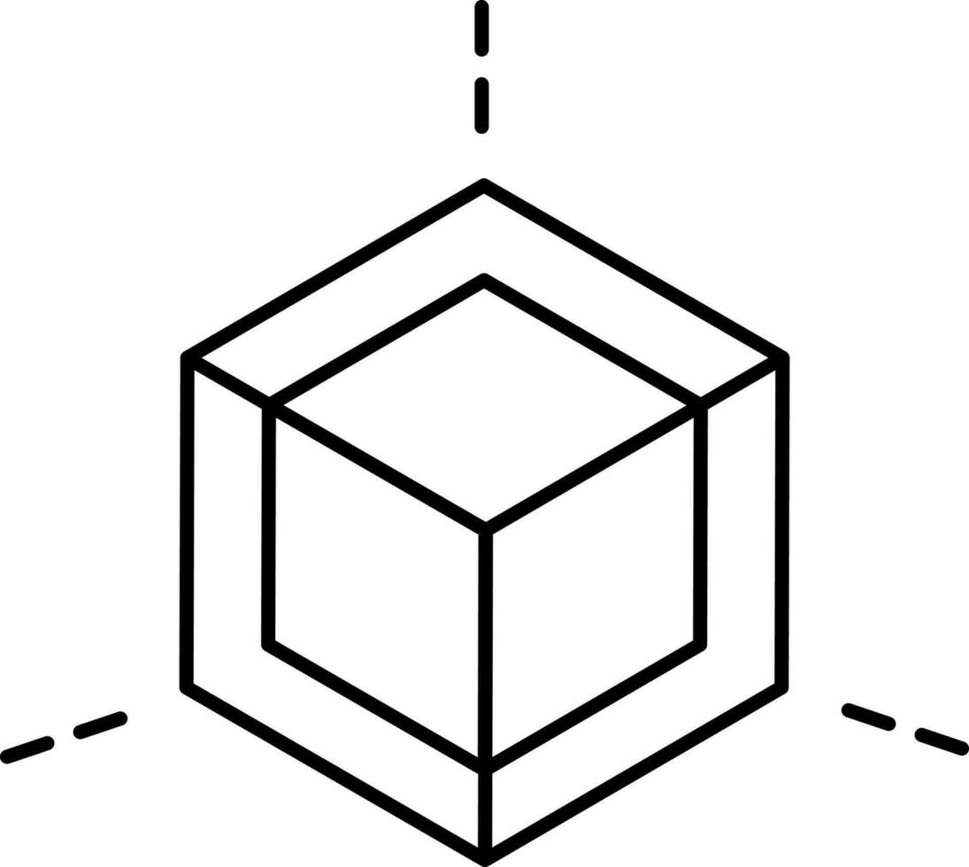 Cube Icon In Black Outline. vector