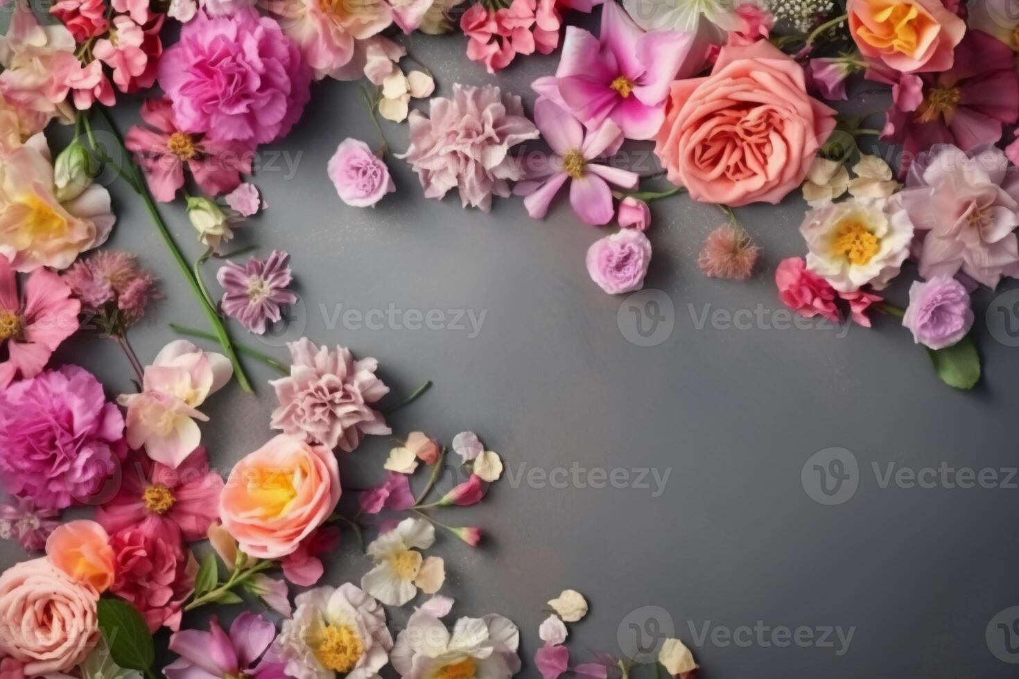 A frame decorated with flowers. photo