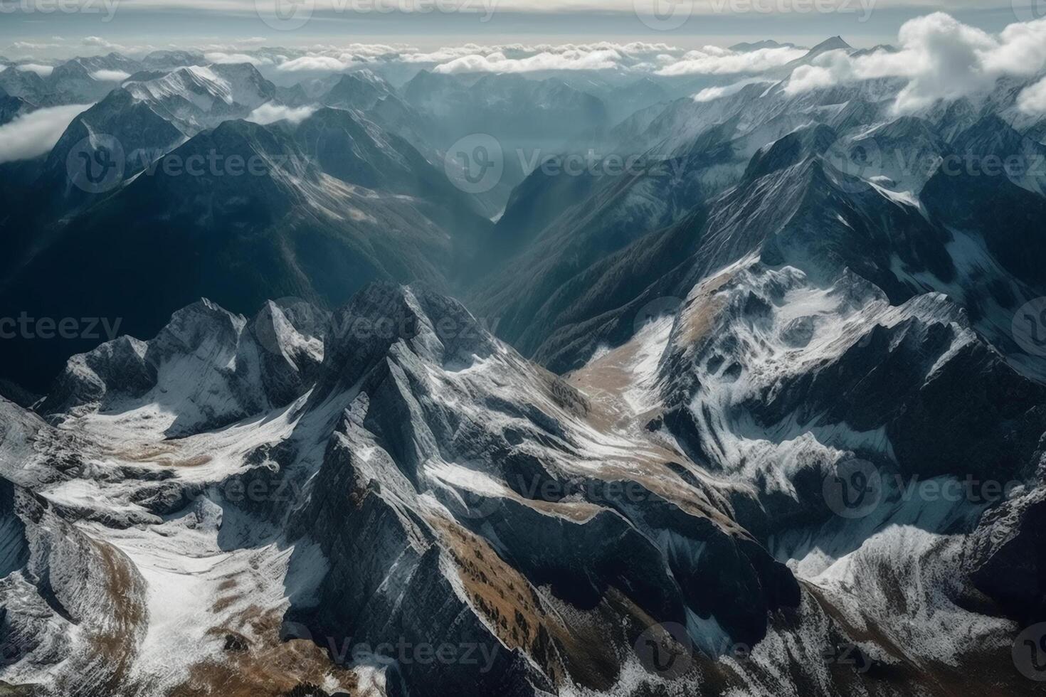 Aerial shot of beautiful Swiss Alps. photo