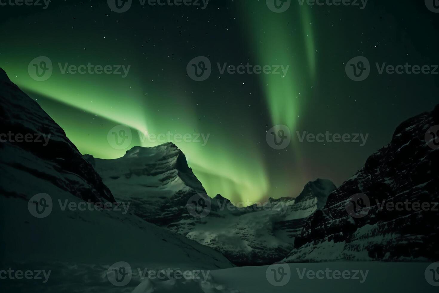 Aurora, Swiss Alps, star, snow, winter. photo