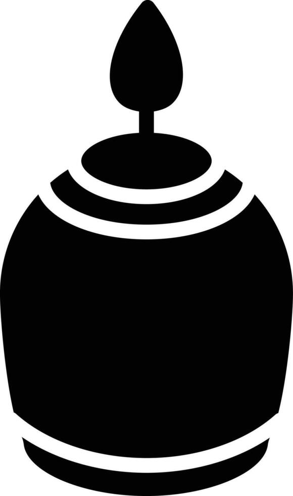 Illuminated Candle Icon in Black and White Color. vector