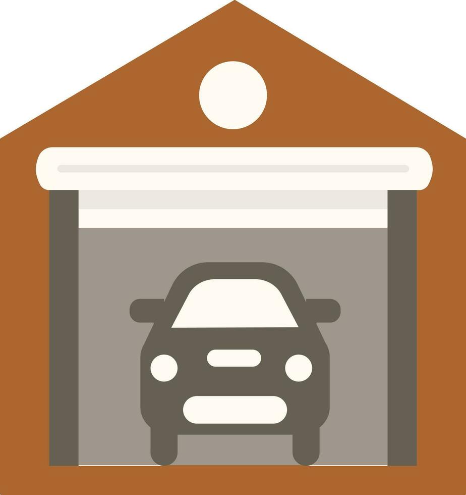 Gray And Brown Vehicle Garage Icon Or Symbol. vector
