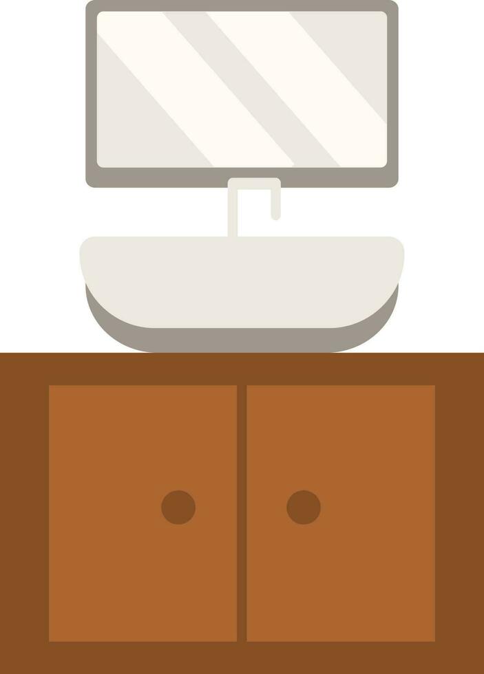 Sink Mirror Icon In Gray And Brown Color. vector