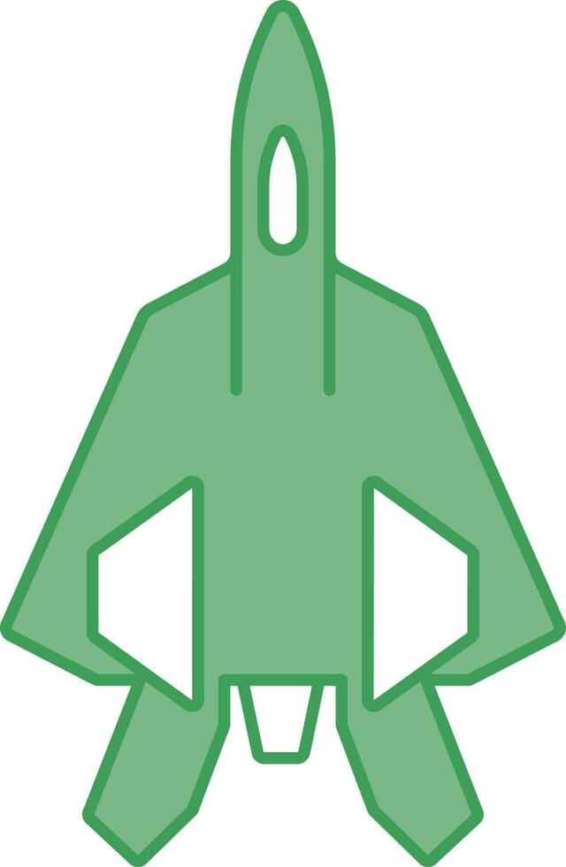 Fighter Plane Icon In Green And White Color. vector