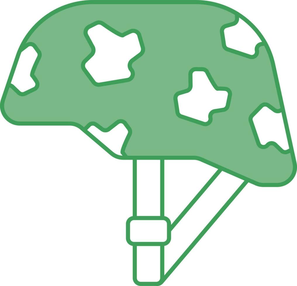 Army Helmet Icon In Green And White Color. vector