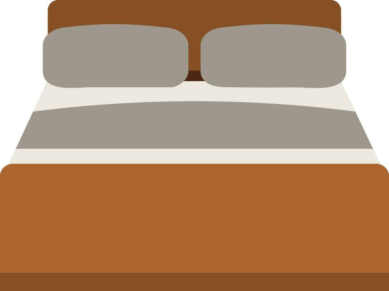 Double Bed Icon Or Symbol In Gray And Brown Color. vector