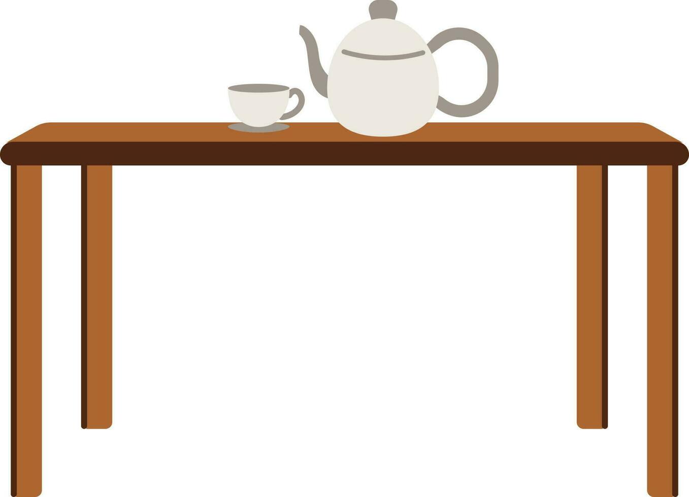 Gray And Brown Cup And Teapot On Table Icon. vector